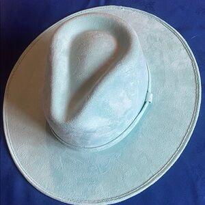 Pastel Aqua Blue Suede Fedora
